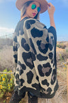 Leopard Printed Knitted Cozy Kimono Cardigan - 2 Colors