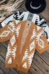 Open Front Aztec Printed Knitted Cardigan - 2 Colors