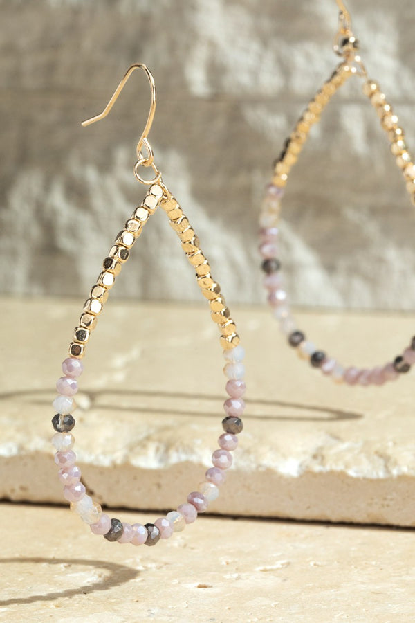 Tear Drop and Mixed Bead Earrings -2 Colors