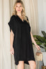 V-Neck Bat Sleeve Dress - Curvy Size
