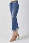 Risen Distressed Capri With Cuff