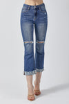 Risen Distressed Capri With Cuff