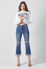 Risen Distressed Capri With Cuff