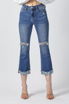 Risen Distressed Capri With Cuff