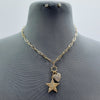 Rhinestones Deco Star Heart Love Shape Charms Pendant Necklace