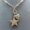 Rhinestones Deco Star Heart Love Shape Charms Pendant Necklace