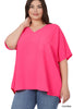 Woven Airflow Dolman Sleeve Top - Curvy Size - 2 Colors