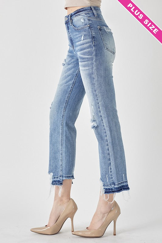 Risen High Rise Crop Straight Leg Jeans - Curvy Size