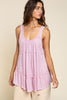 POL a-line relaxed fit without seam ruffle and back tie top - Curvy Size -5 Colors