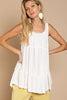 POL a-line relaxed fit without seam ruffle and back tie top - Curvy Size -5 Colors