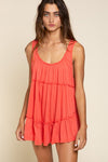 POL a-line relaxed fit without seam ruffle and back tie top - Curvy Size -5 Colors