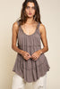 POL a-line relaxed fit without seam ruffle and back tie top - Curvy Size -5 Colors