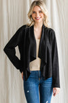Solid Faux Suede Waterfall Collar Jacket