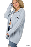 New Oversized Soft Jacquard Shacket with Pockets - Curvy Size - 2 Colors