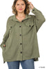 New Oversized Soft Jacquard Shacket with Pockets - Curvy Size - 2 Colors