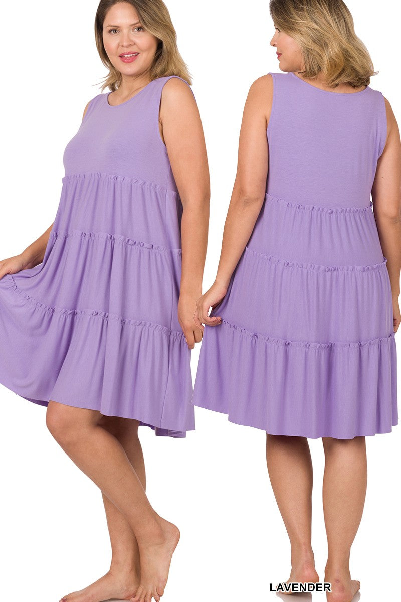 Sleeveless Tiered Dress - Curvy Size