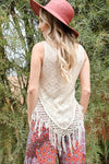 Boho Lightweight Tank Top With Fringe Hem