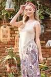 Boho Lightweight Tank Top With Fringe Hem