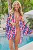 American Flag Print Dolman Sleeve Kimono Cardigan