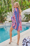 American Flag Print Dolman Sleeve Kimono Cardigan