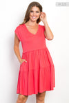 Coral Tiered Dress - Curvy Size