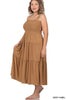Smocked Tiered Midi Dress - Curvy Size - 5 Colors