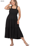 Smocked Tiered Midi Dress - Curvy Size - 5 Colors