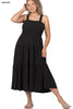 Smocked Tiered Midi Dress - Curvy Size - 5 Colors