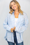 Spring Pastel Plaid Woven Top - Curvy Size