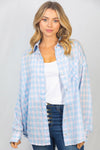 Spring Pastel Plaid Woven Top - Curvy Size