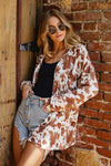 Animal print fringe cardigan