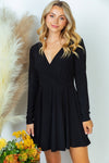 NEW Long Sleeve Black Solid Knit Dress With Built In Shorts - Curvy Size
