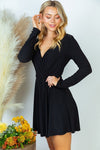 NEW Long Sleeve Black Knit Dress With Built In Shorts