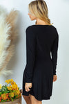 NEW Long Sleeve Black Knit Dress With Built In Shorts