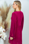 NEW Long Sleeve V Neck Dress With Side Pockets