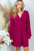 NEW Long Sleeve V Neck Dress With Side Pockets