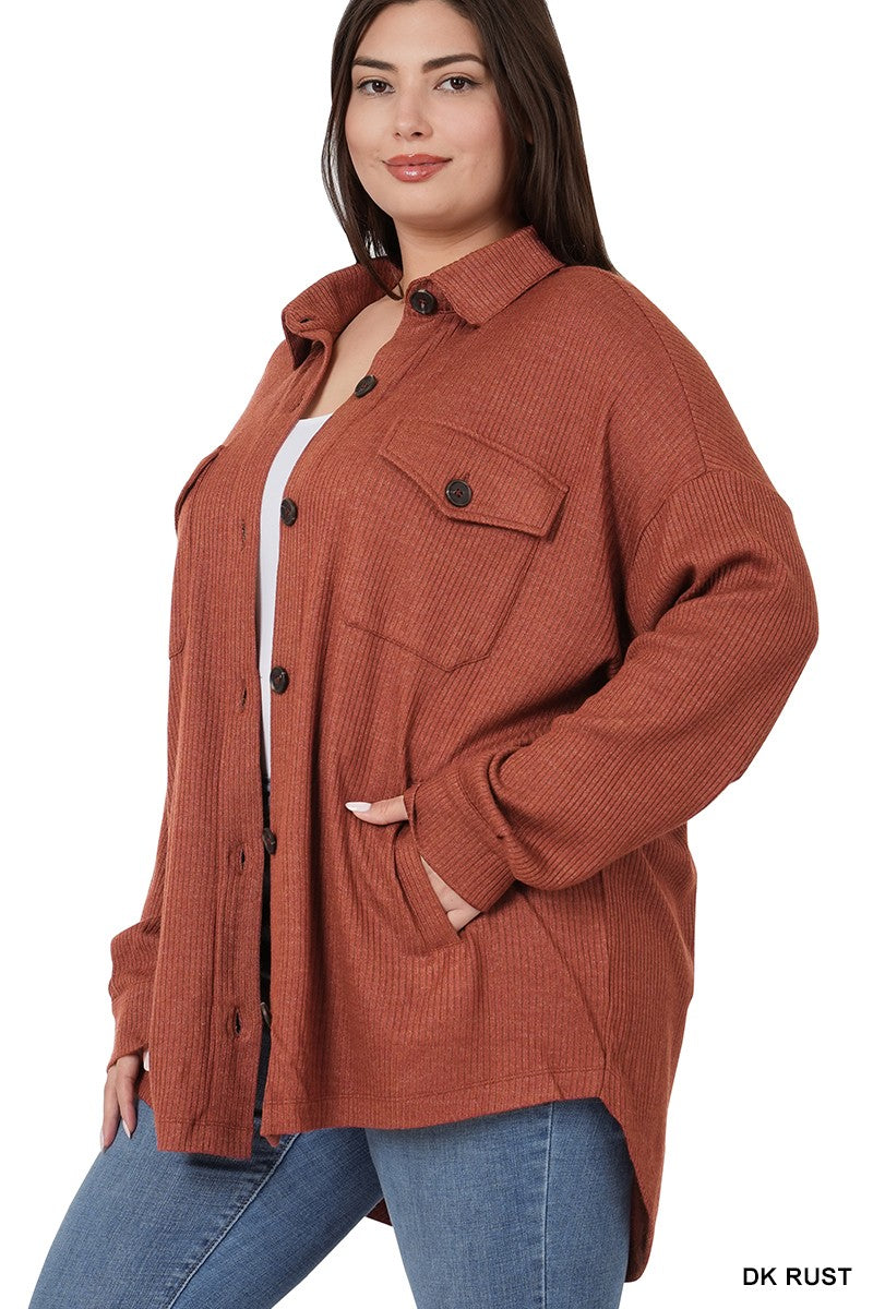 NEW Rust Sweater Shacket - Curvy Size