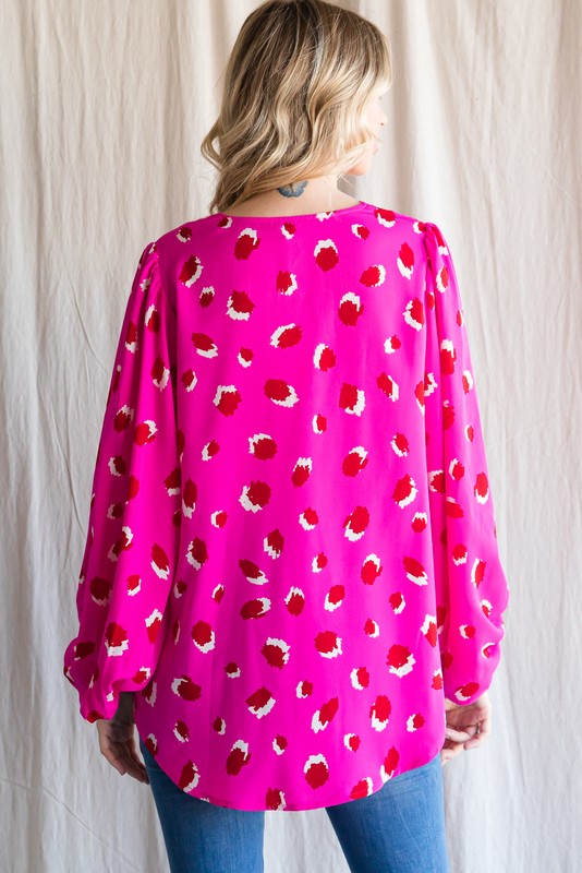 SALE Cheetah Print Bubble Sleeve Top