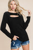 XMAS in July -Solid Cut Out Long Sleeve Top  -Curvy Size -3 Colors