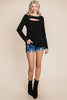 XMAS in July -Solid Cut Out Long Sleeve Top  -Curvy Size -3 Colors