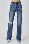Risen Jeans High Rise Long Inseam Straight Jeans