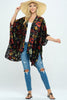 Floral Print Velvet Kimono