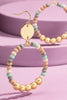 Wood Beaded Circle Drop Earrings -6 Colors