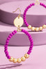 Wood Beaded Circle Drop Earrings -6 Colors