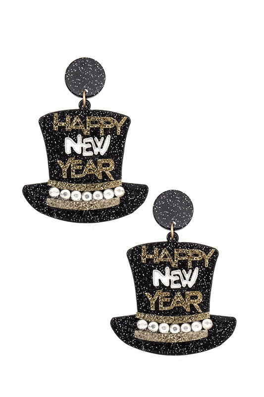 Happy New Year Hat Earring