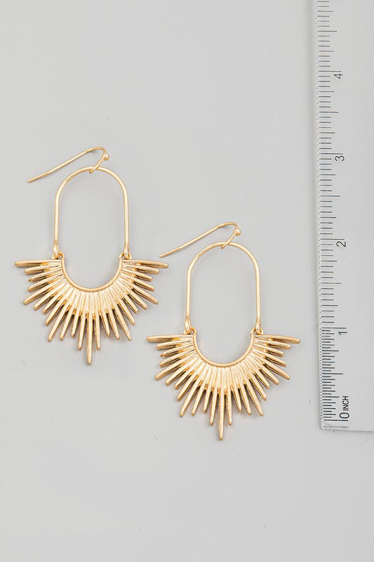 Oval Semi Circle Sun Drop Earrings - 2 Colors