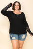 NEW Lightweight Knit Top Lace Trip Sleeve - Curvy Size