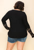 NEW Lightweight Knit Top Lace Trip Sleeve - Curvy Size