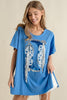 Cotton Sequin Fringe Graphic T Shirt