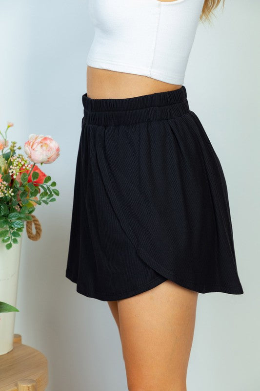 High Waisted Solid Knit Skirt - Curvy Size - 2 Colors